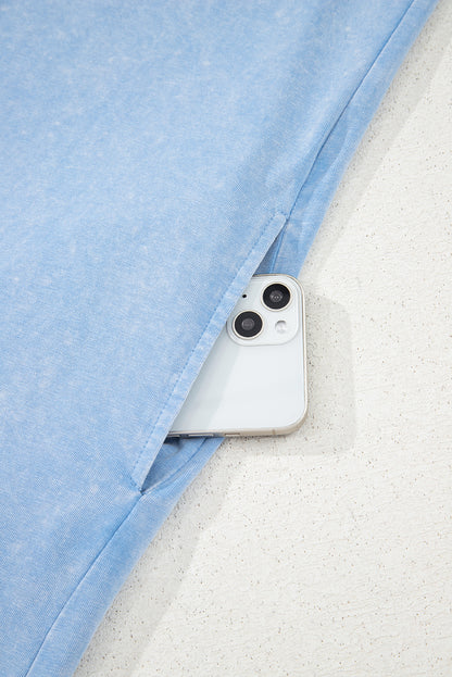 Beau Blue Mineral Wash Tank Mini Dress with Pockets