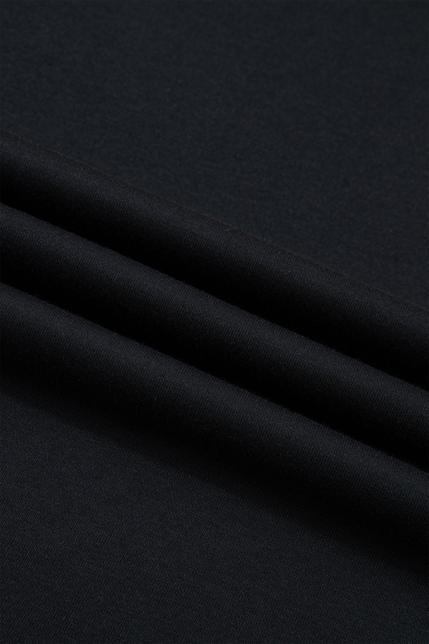 Black Solid Color Dropped Shoulder Long Sleeve Top