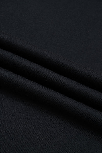 Black Solid Color Dropped Shoulder Long Sleeve Top