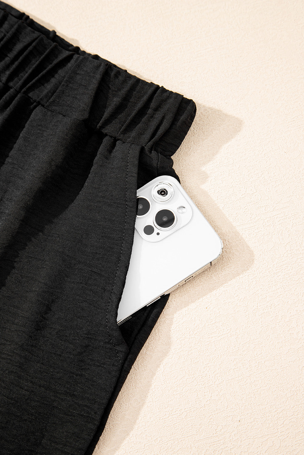 Black Buttoned Vest Drawstring Wide Leg Pants 2pcs Set