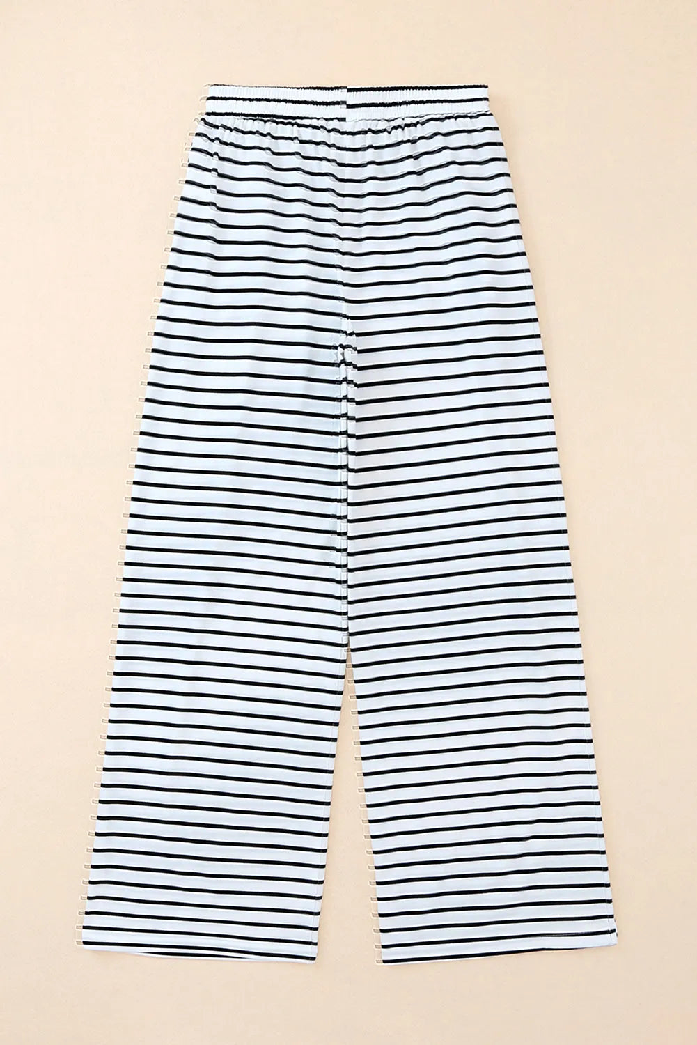 White Drawstring Striped Wide Leg Pants - Chic Meadow Boutique 