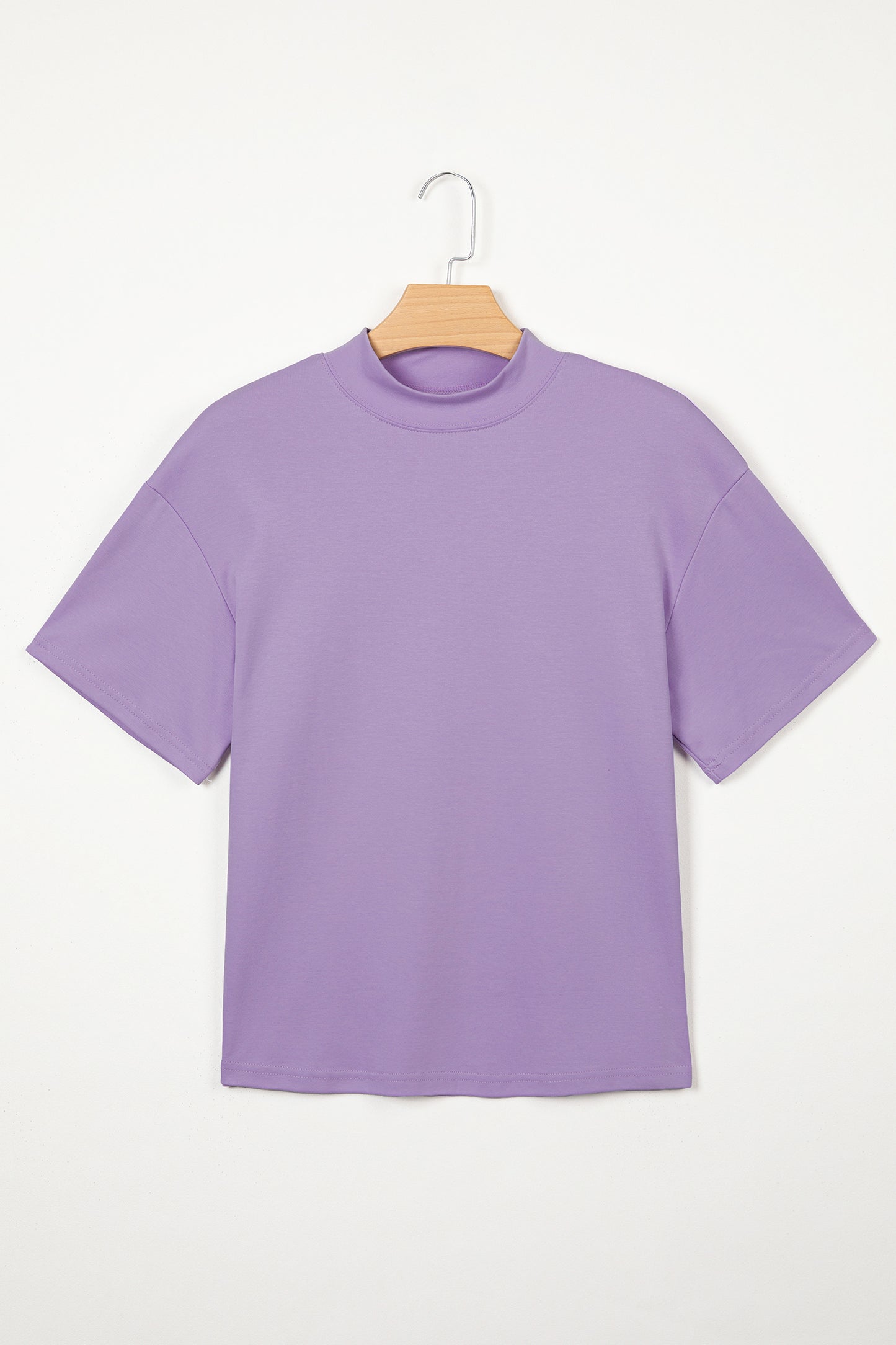 Wisteria Solid Color High Neck Oversize Tee