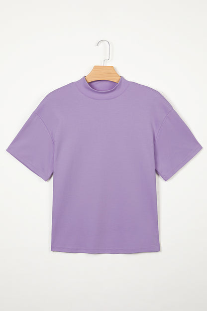 Wisteria Solid Color High Neck Oversize Tee