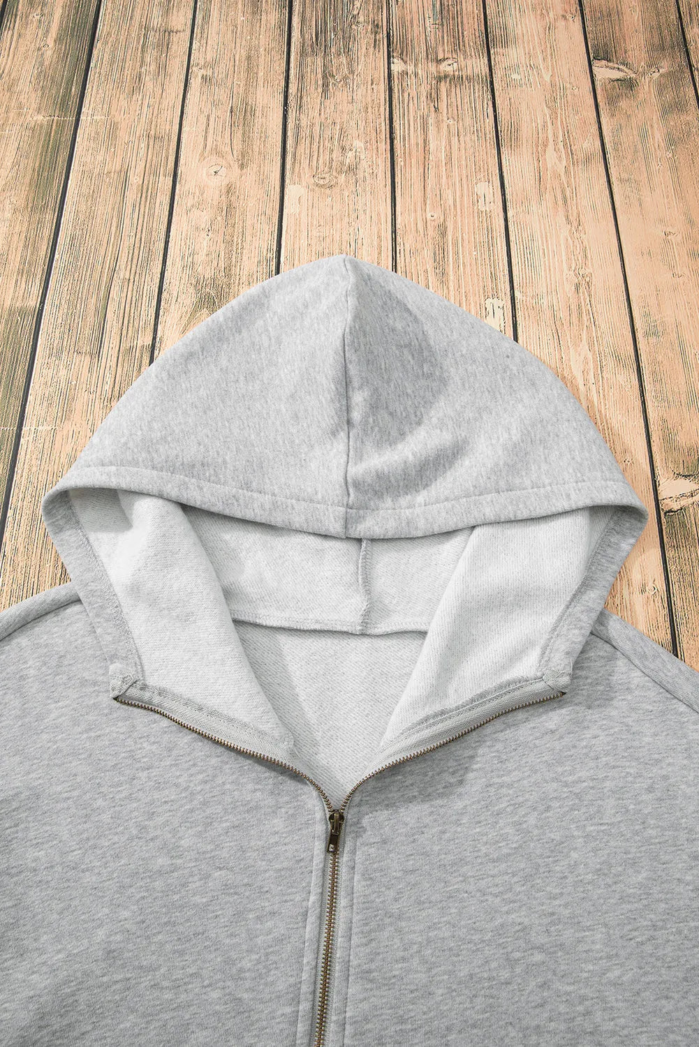 Light Grey Fleece Lined Half Zipper Kangaroo Pockets Loose Hoodie - Chic Meadow Boutique 