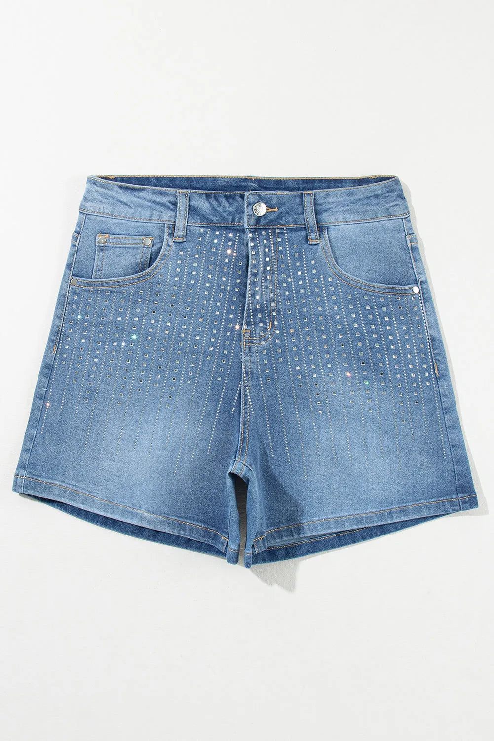 Ashleigh Blue Rhinestone Embellished Denim Shorts - Chic Meadow Boutique 