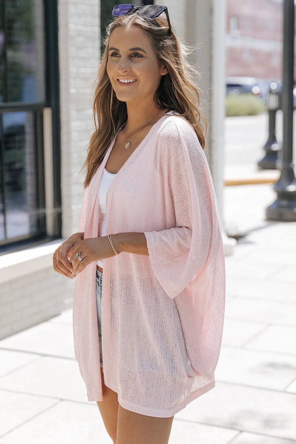 Pink Sheer Lightweight Knit Long Sleeve Cardigan - Chic Meadow Boutique 