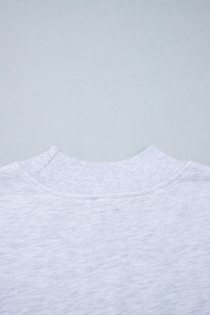 Light Grey High Neck Embroidered Checkered Letter Game Day Sweatshirt
