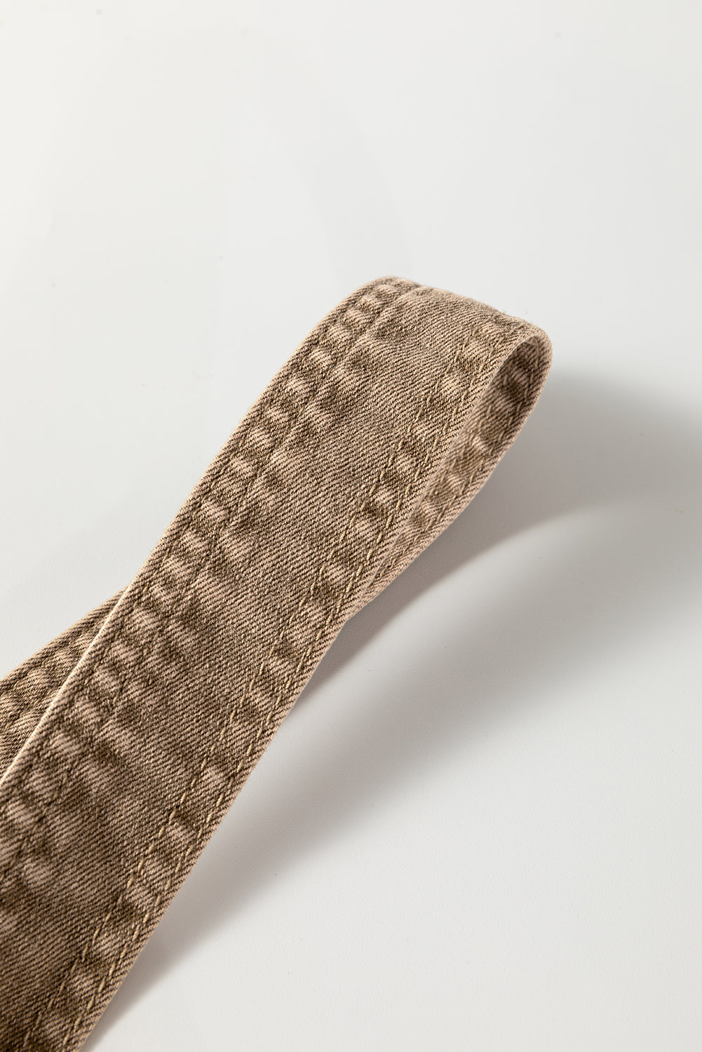 Light French Beige Solid Color Knot Straps Denim Romper with Pockets