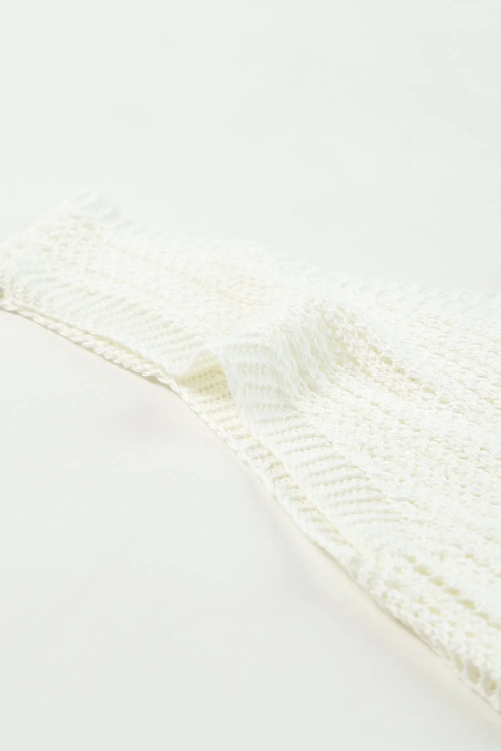 White Hollowed Knit V Neck Tank Top - Chic Meadow Boutique 