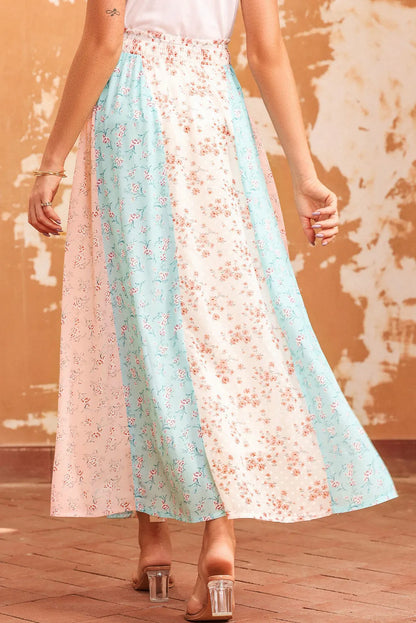 White Multi Floral Print Maxi Skirt - Chic Meadow Boutique 