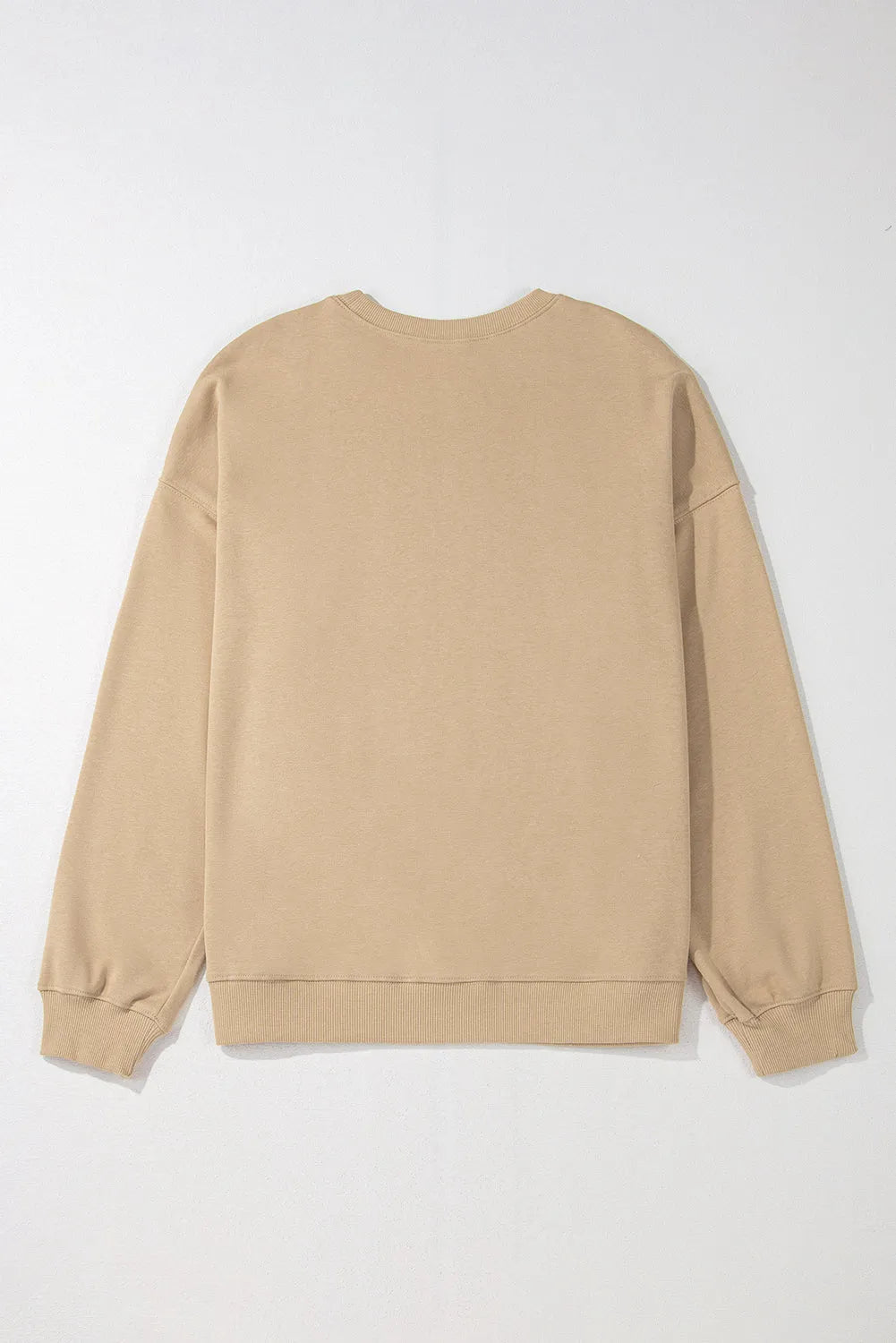 Apricot Solid Crew Neck Drop Shoulder Plus Size Sweatshirt - Chic Meadow Boutique 