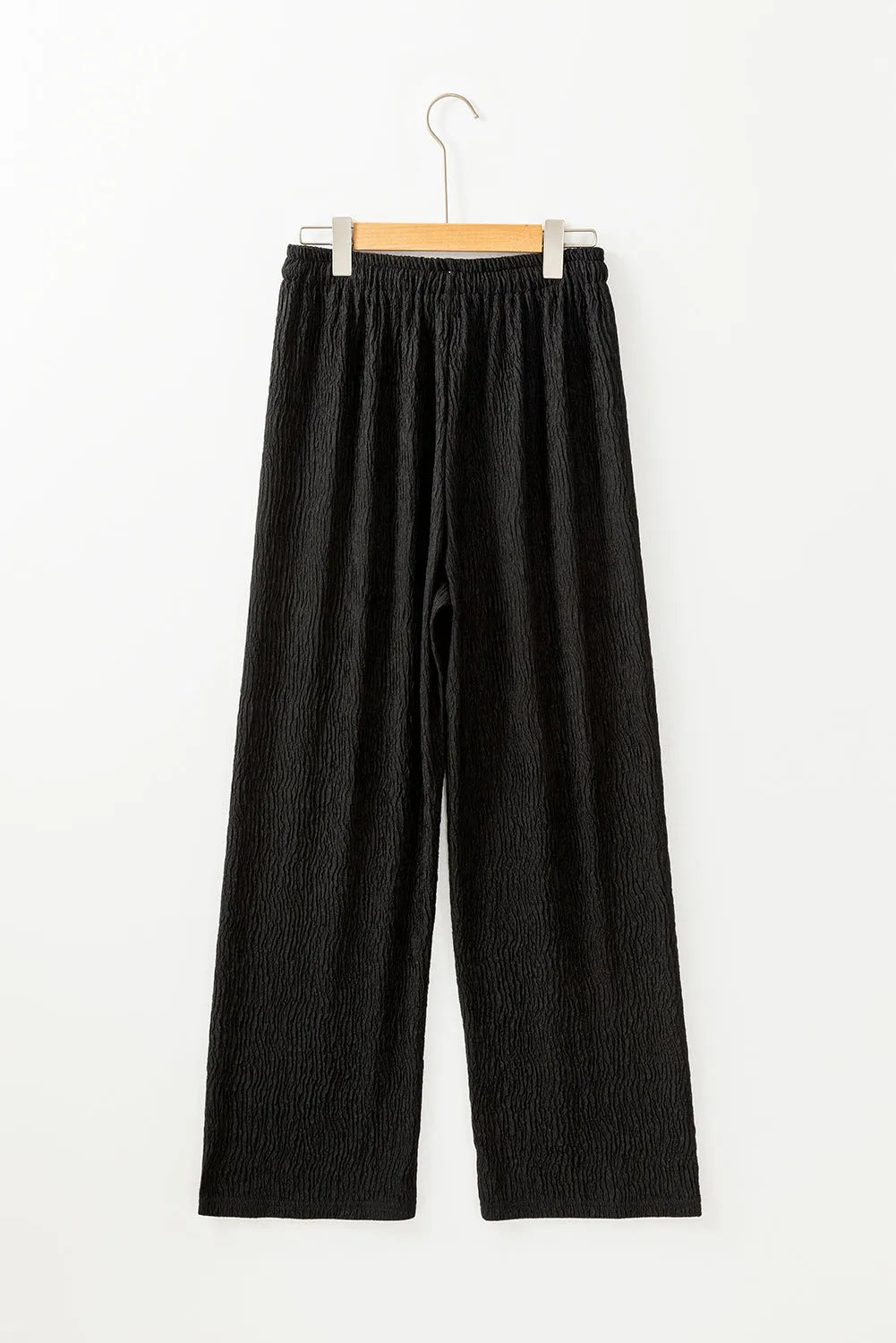 Black Textured Loose Drawstring Pants - Chic Meadow Boutique 