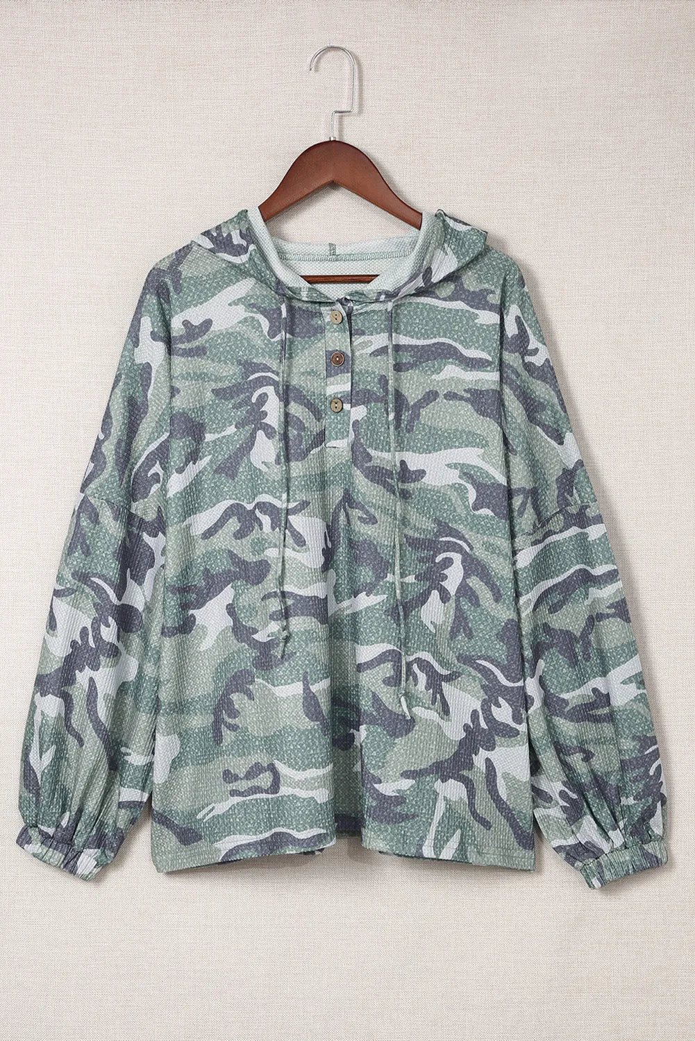 Tops/Sweatshirts & Hoodies Green Long Sleeve Camo Print Oversize Hoodie