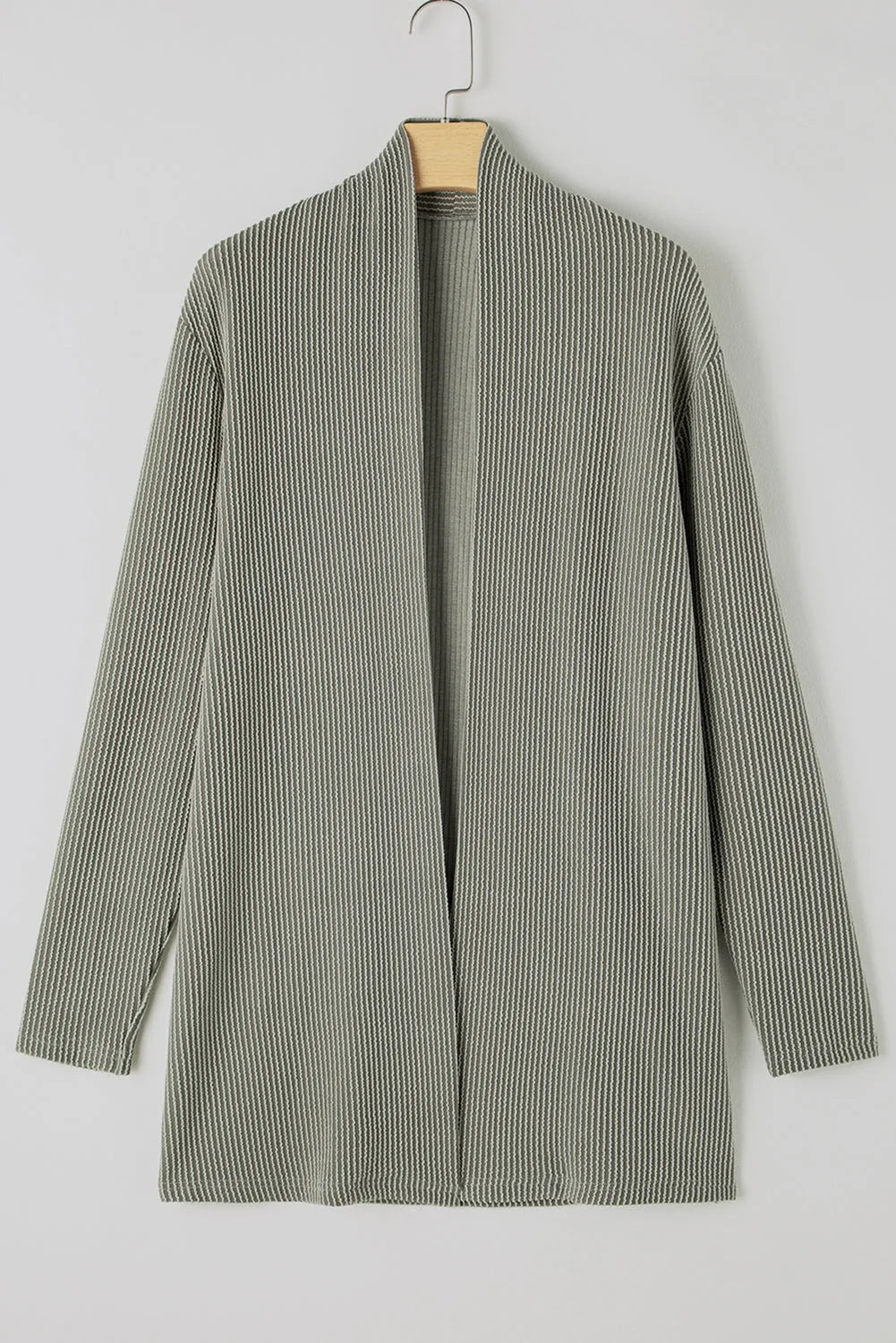 Moss Green Corded Open Front Knit Cardigan - Chic Meadow Boutique 