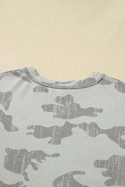 Multicolour Camouflage Print Round Neck Plus Size Sweatshirt