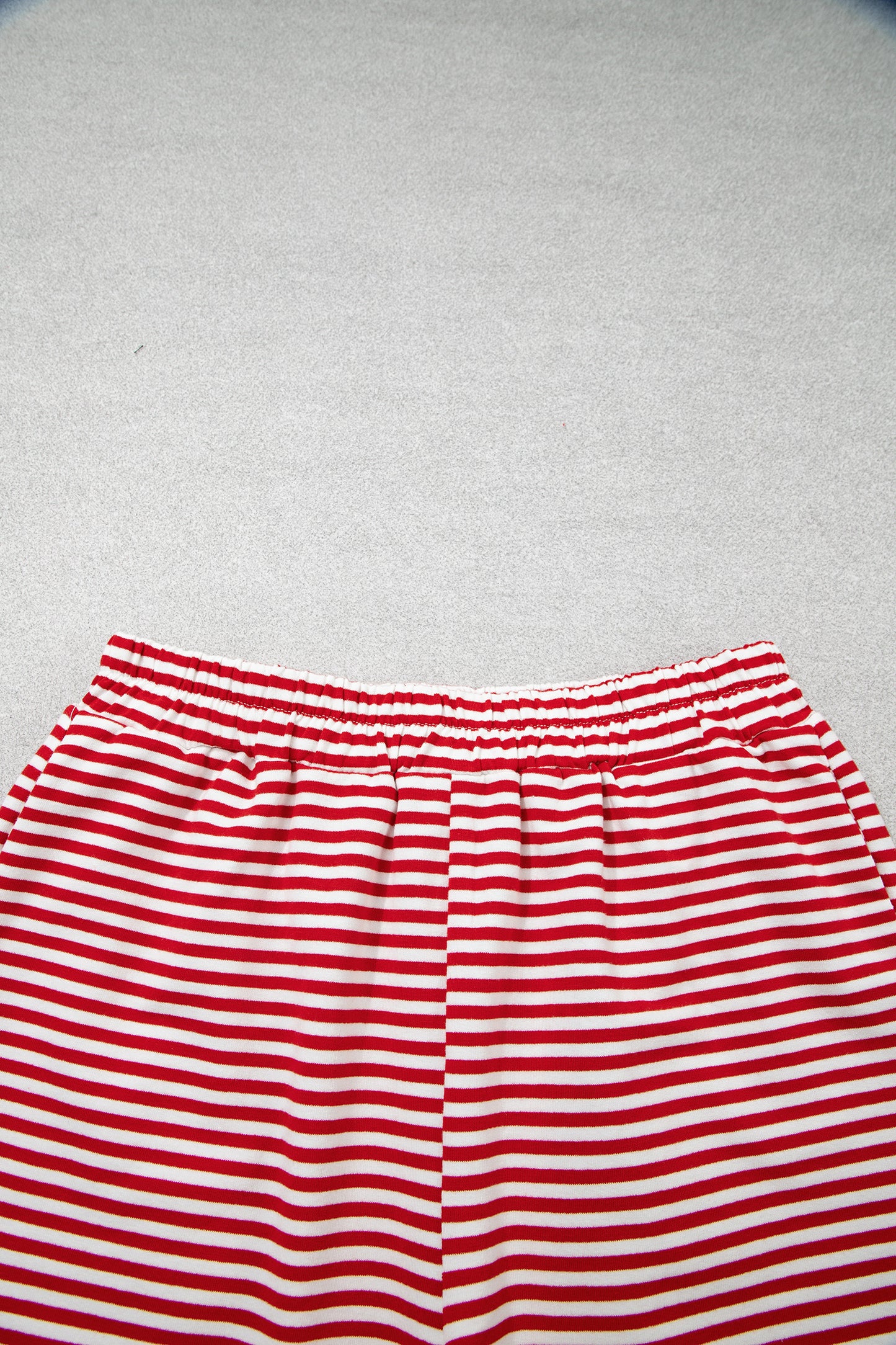Red Stripe Oversize Mock Neck Sweatshirt and Shorts Set