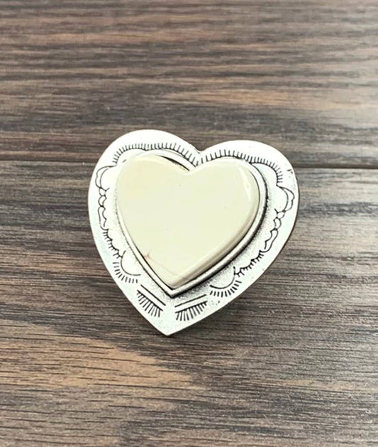 Heart White Turquoise Adjustable Ring