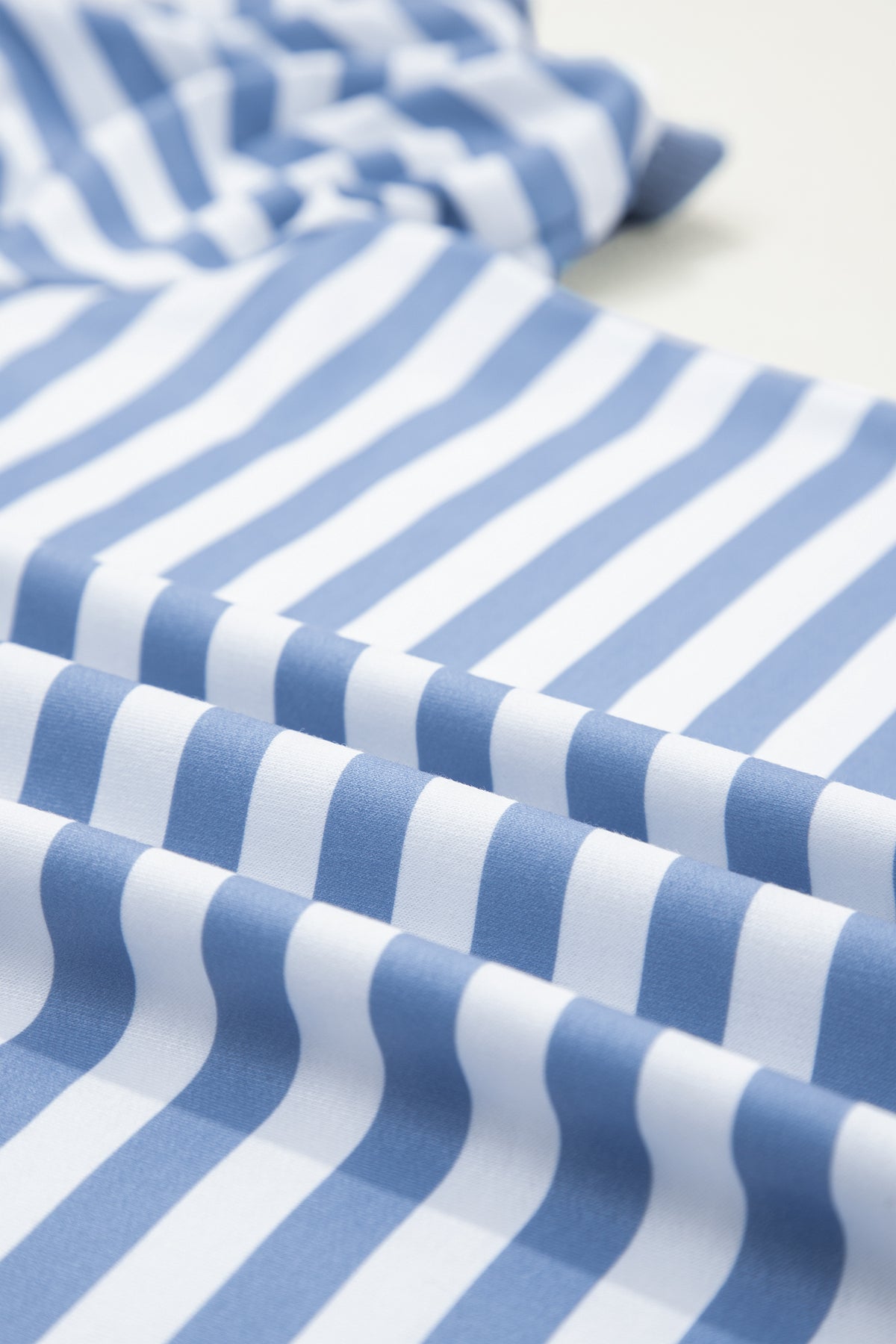 Sky Blue Stripe Short Bubble Sleeve T Shirt