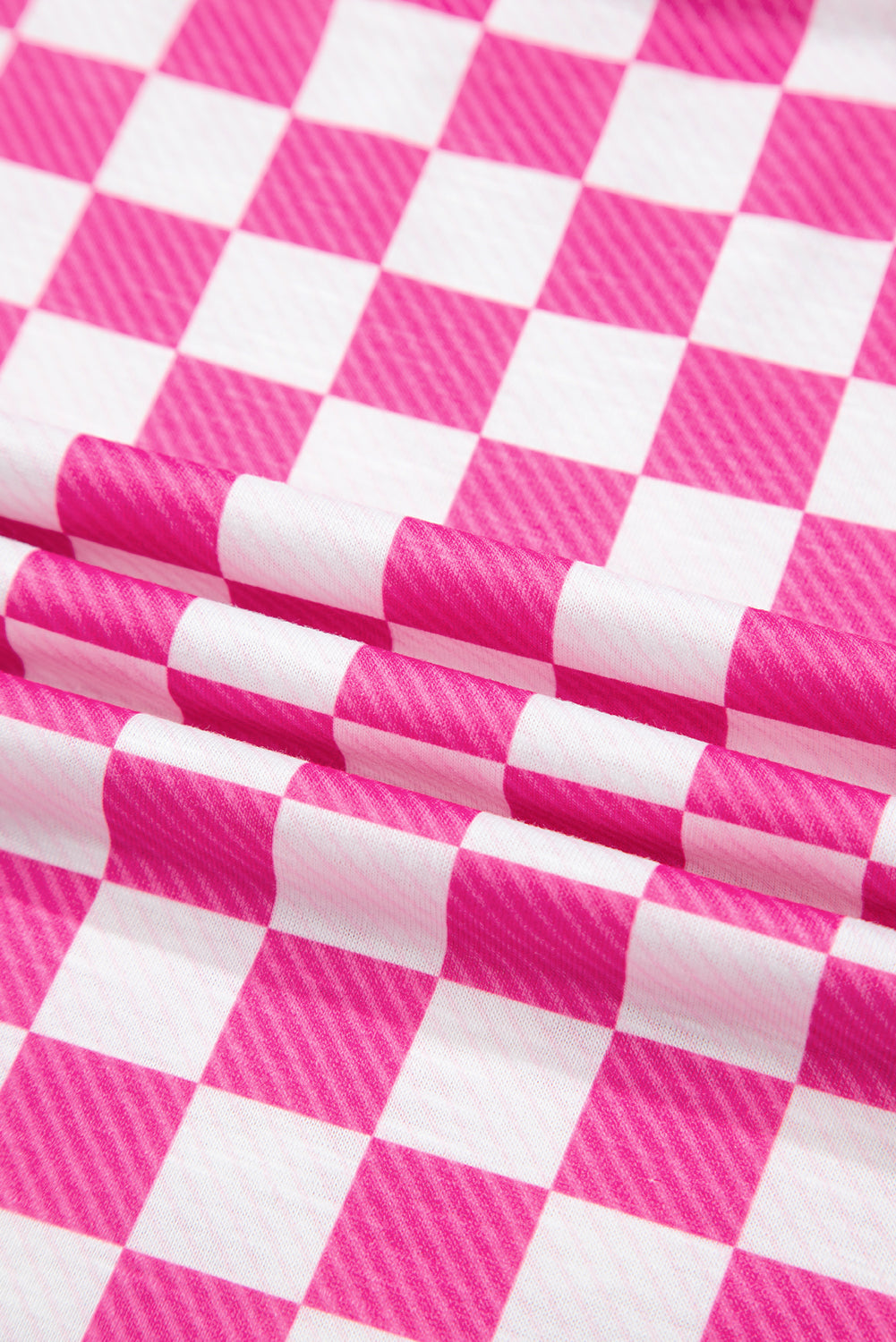 Pink Checkerboard T Shirt and High Waist Skorts 2 Piece Outfit