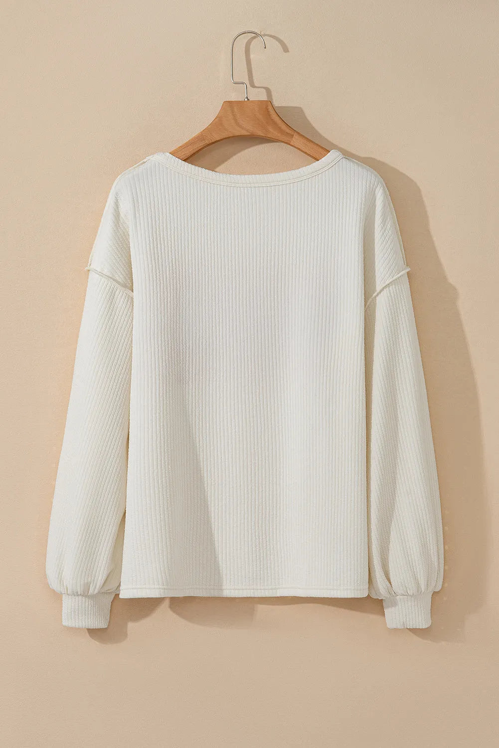 White Corded Exposed Seam Knit Patchwork Drop Sleeve Top - Chic Meadow Boutique 