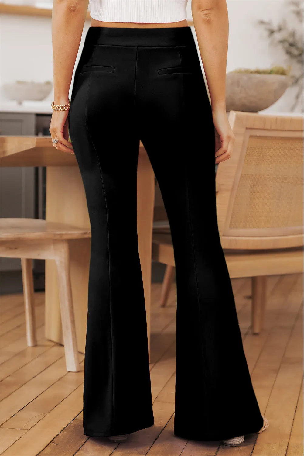 Black Split Hem High Waist Pants - Chic Meadow Boutique 