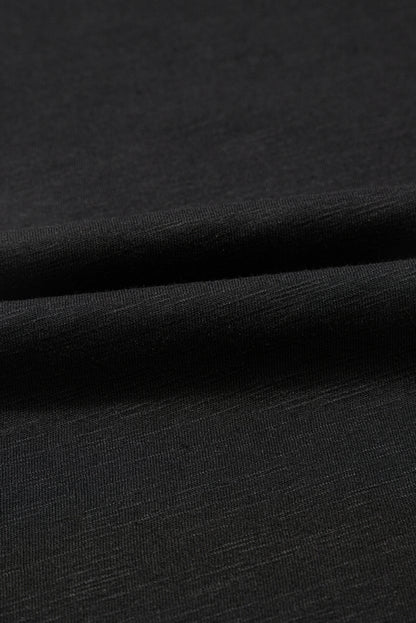 Black Layered Ruffle Short Sleeve Round Neck Top