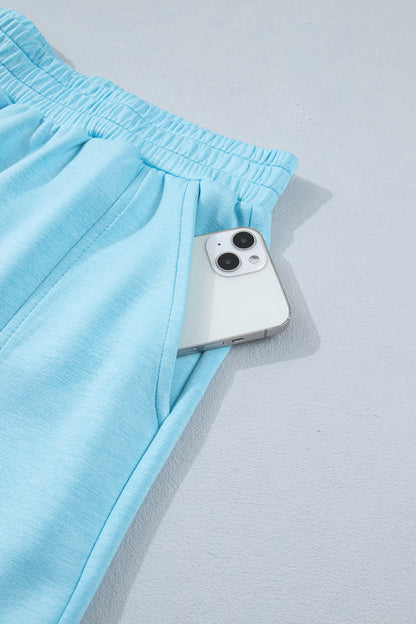 Myosotis Half Zip High Neck Tee Athleisure Short Set