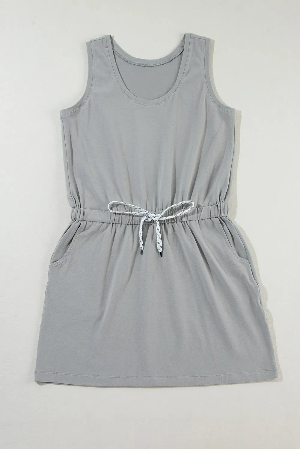 Dresses/Mini Dresses Gray Sleeveless Drawstring Waist Mini Dress