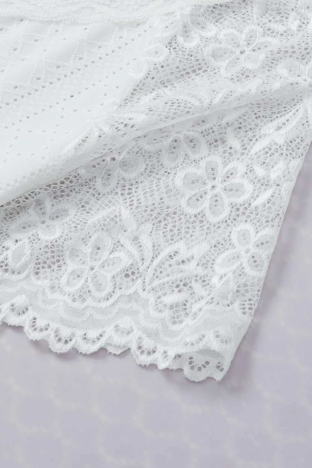 Tops/Tops & Tees White Sheer Lace Short Sleeves Eyelet Embroidered Tee