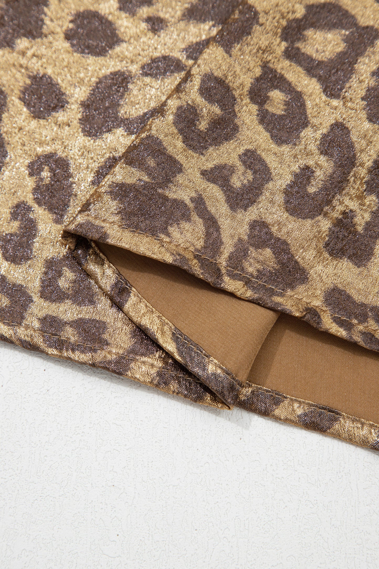 Gold Half Sleeve Metallic Leopard Print Blouse