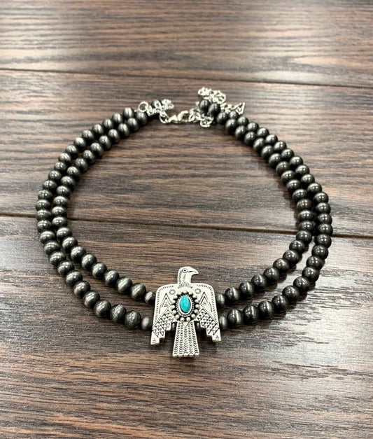 734704, Handmade Navajo Bead, Thunderbird Necklace
