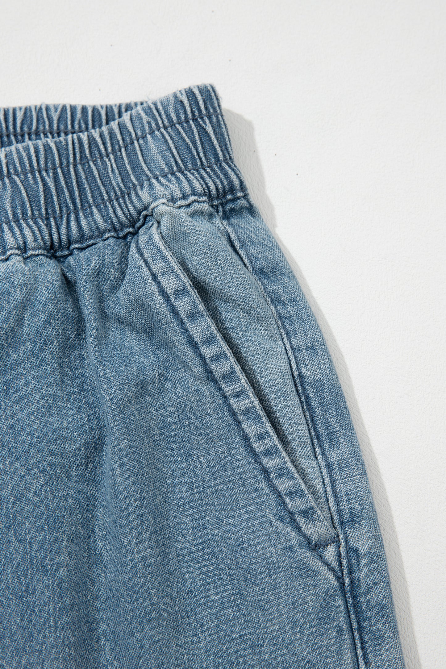 Beau Blue Frayed Floral Patch Wide Leg Raw Hem Wide Leg Jeans