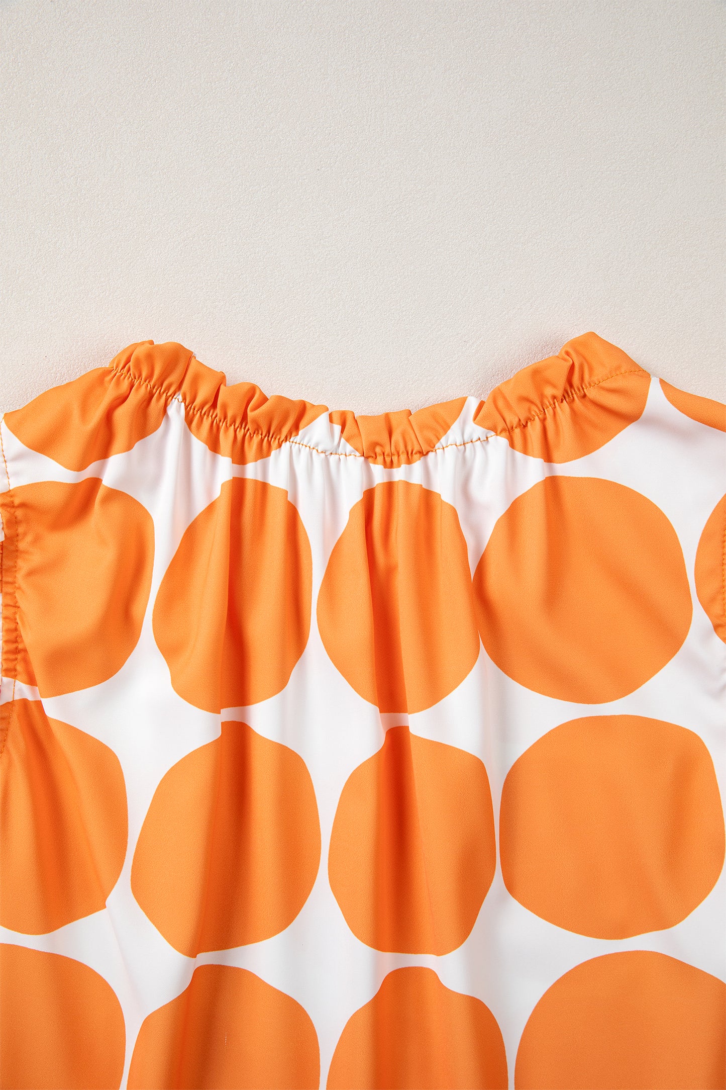 Yellow Polka Dot Print Frilled Round Neck Shift Tank Top