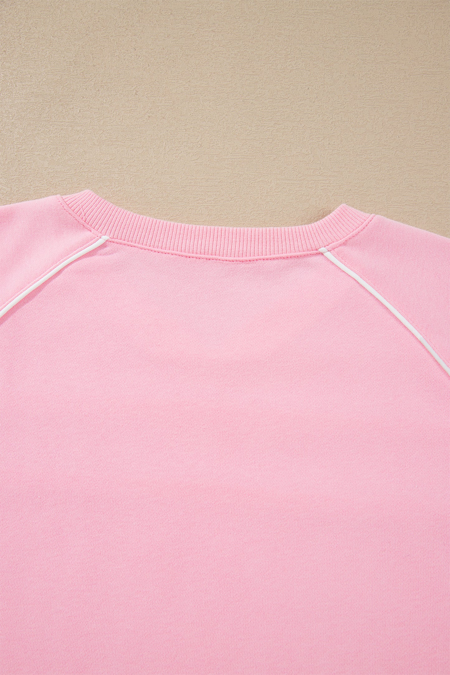 Pink Piping Trim Long Sporty Pullover Drawstring Elastic Waist Shorts Set