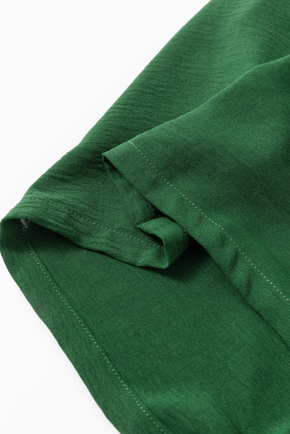 Green Casual Pocketed Smocked Sleeveless Romper