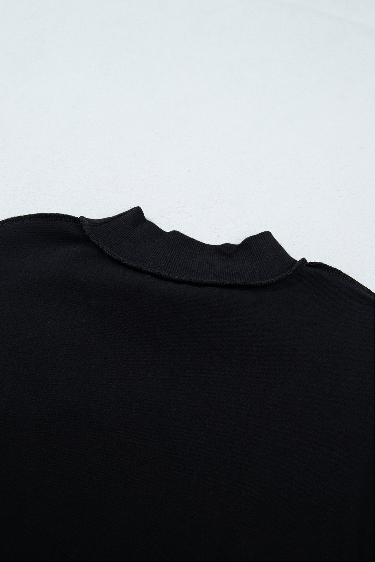 Black CHRIST IS KING Embroidery High Neck Baggy Sweatshirt