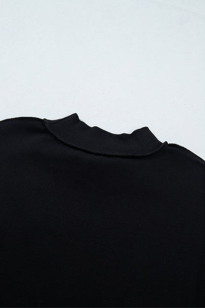 Black CHRIST IS KING Embroidery High Neck Baggy Sweatshirt