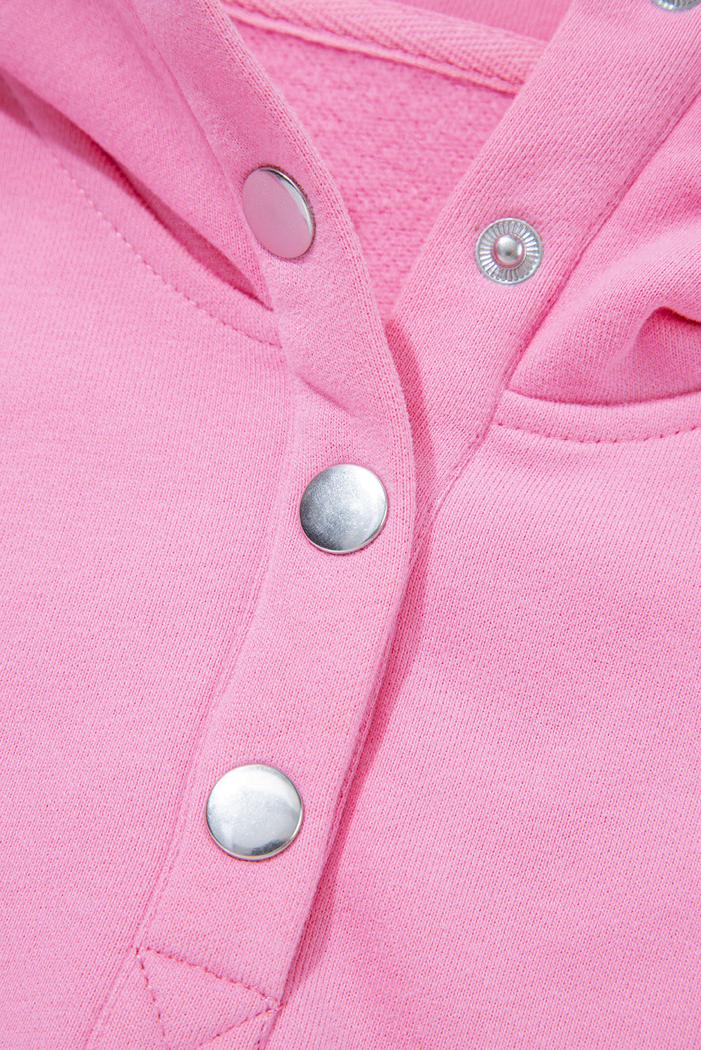 Bonbon Embroidered Flower Patchwork Snap Buttons Pullover Sweatshirt