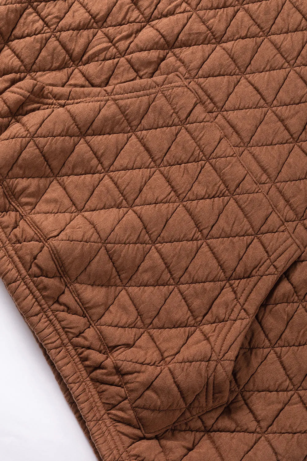 Coffee Solid Color Quilted Kangaroo Pocket Hoodie - Chic Meadow Boutique 