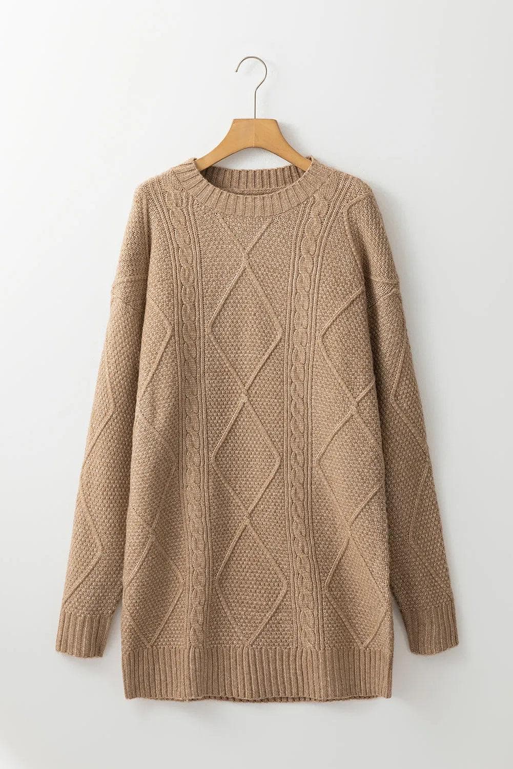 Sweaters & Cardigans/Sweater Dresses Parchment Cable Knit Drop Shoulder Loose Fit Sweater Dress