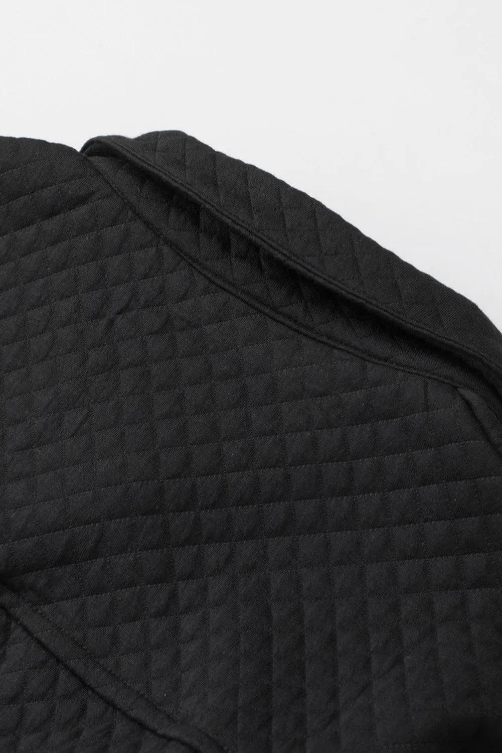 Black Retro Quilted Flap Pocket Button Shacket - Chic Meadow Boutique 