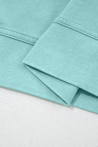 Mint Green Raw Cut Notched Neck Lace Patchwork Detail Mineral Wash Tee