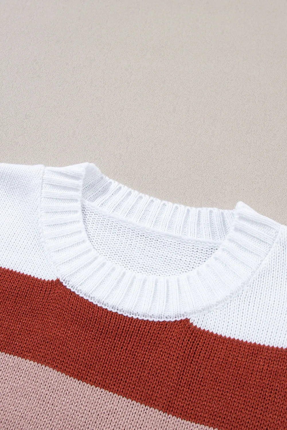 Red Stripe Cable Knit Drop Shoulder Sweater - Chic Meadow Boutique 