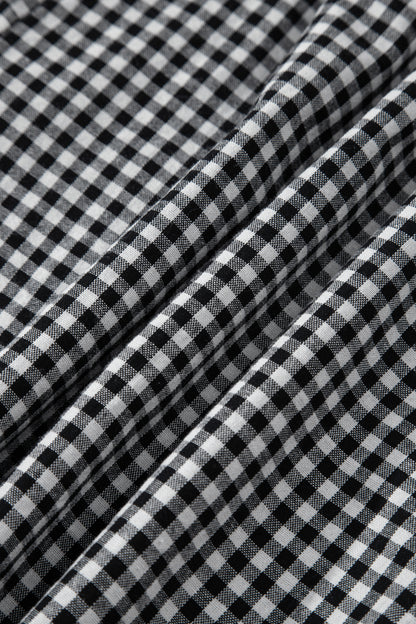 Black Contrast Trim Plaid Print Plus Size Shorts