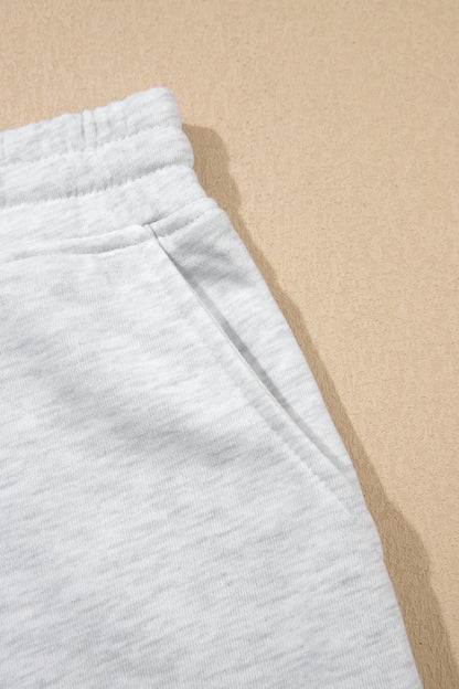 Light Grey Long Sleeve Zip-Up Top Elastic Waist Skort Set