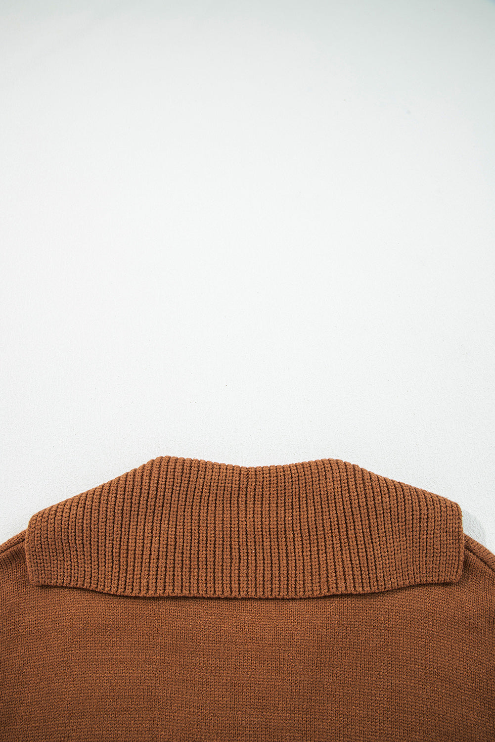 Chestnut Collared V Neck Ribbed Edge Sexy Elegant Sweater
