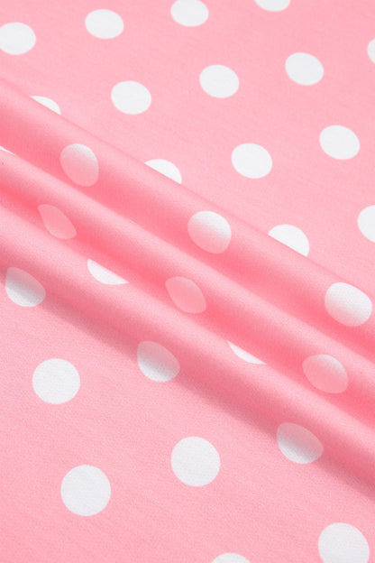 Pink Polka Dot Oversized Top Drawstring Short Set