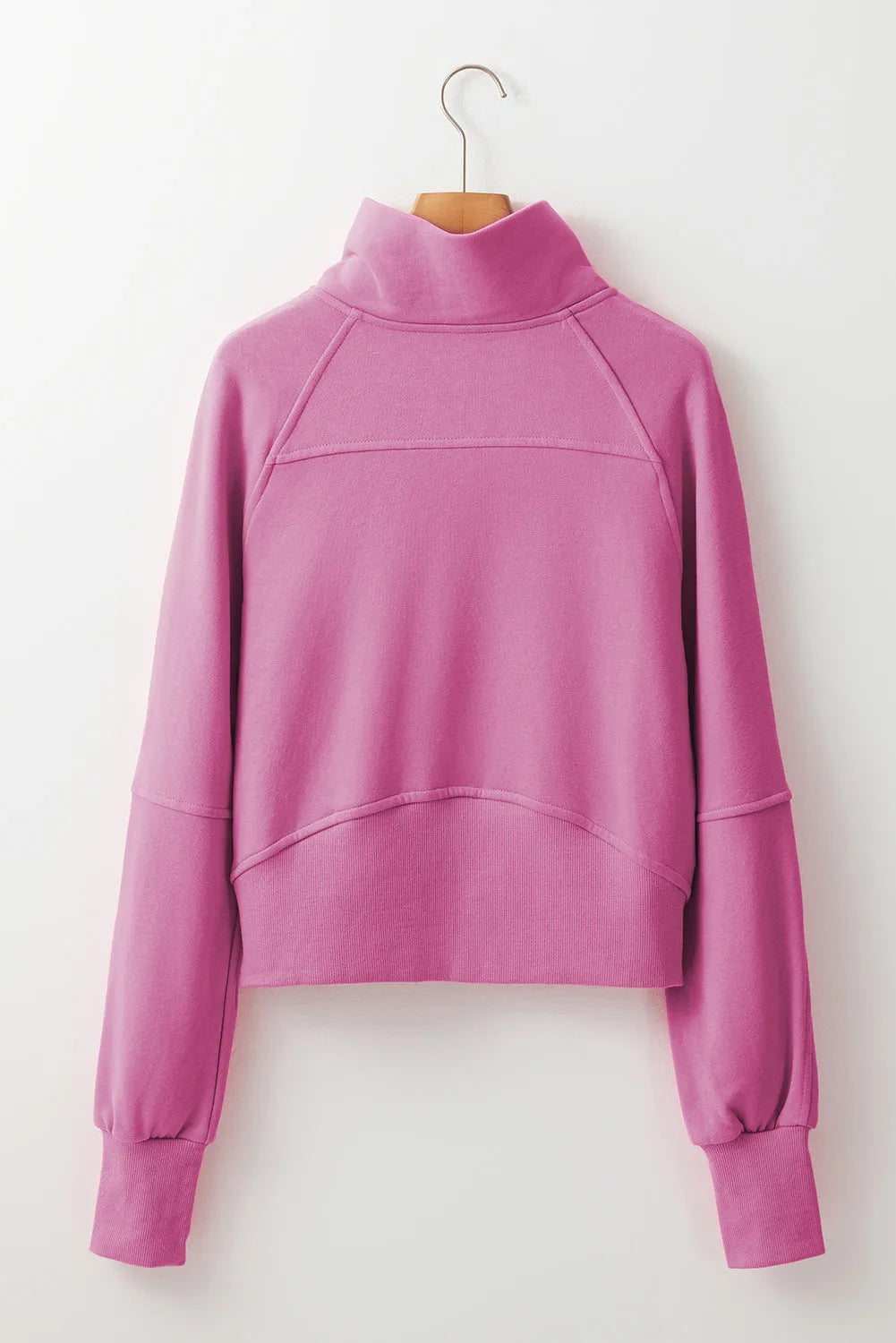 Bonbon Fleece Lined Zip Up Stand Collar Thumbhole Sleeve Sweatshirt - Chic Meadow Boutique 