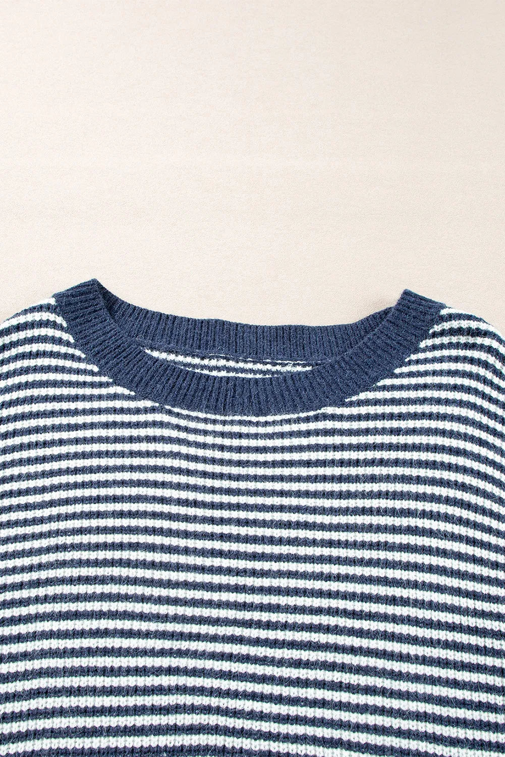 Sail Blue Striped Lantern Sleeve Drop Shoulder Cozy Sweater - Chic Meadow Boutique 