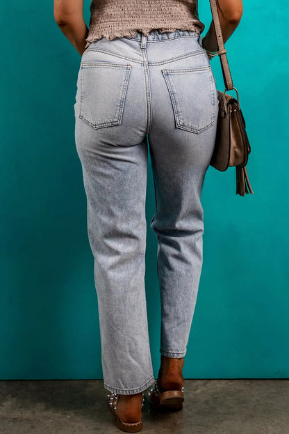 Beau Blue Acid Wash Straight Jeans - Chic Meadow Boutique 